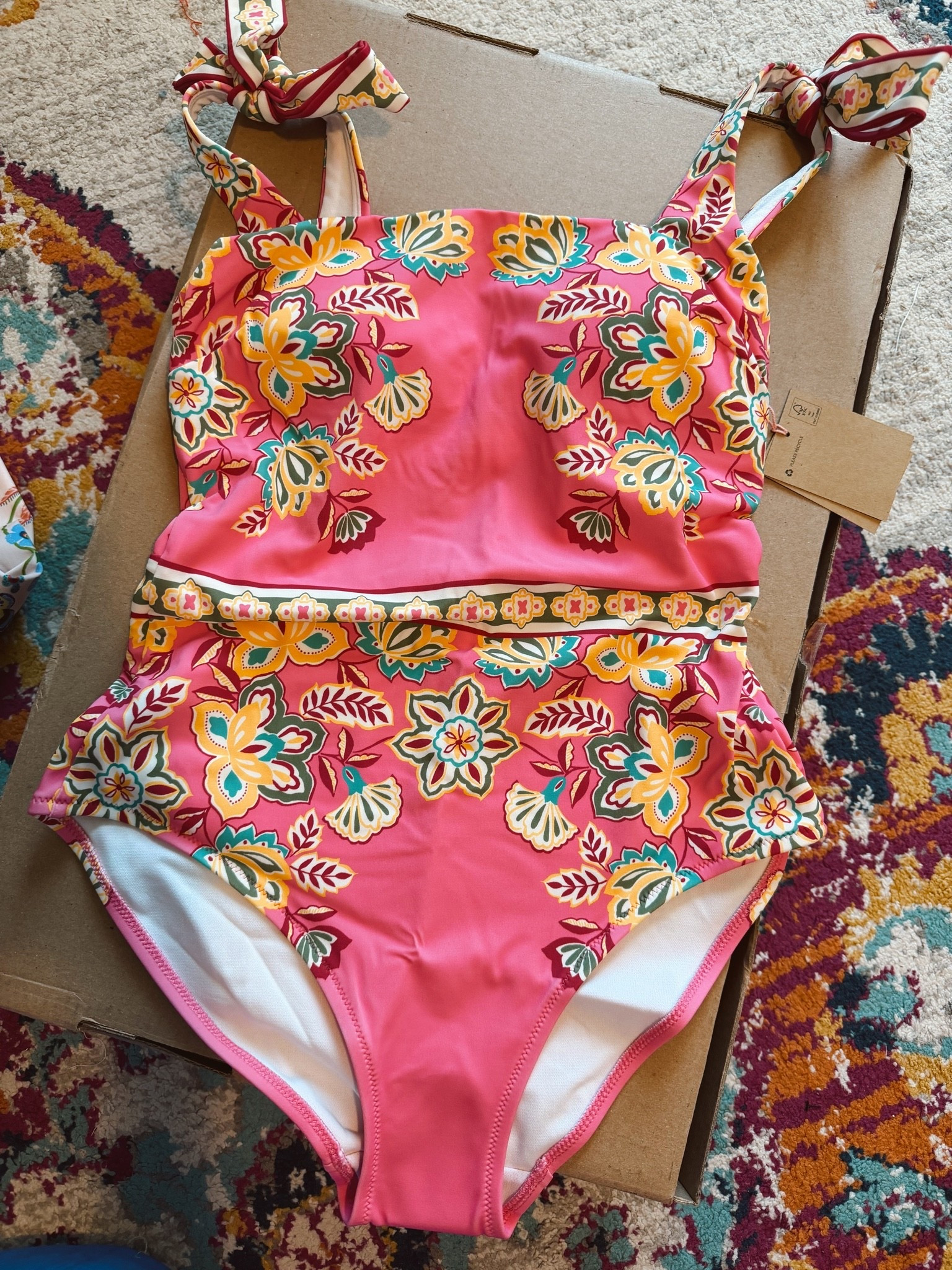 Your summer holiday is booked, now fun for the sun with this swimwear… It features a bowtie shoulders, a classic square neck and back in midrise leg.. looks great with some of your favorite colorful skirts. @Boden (US)