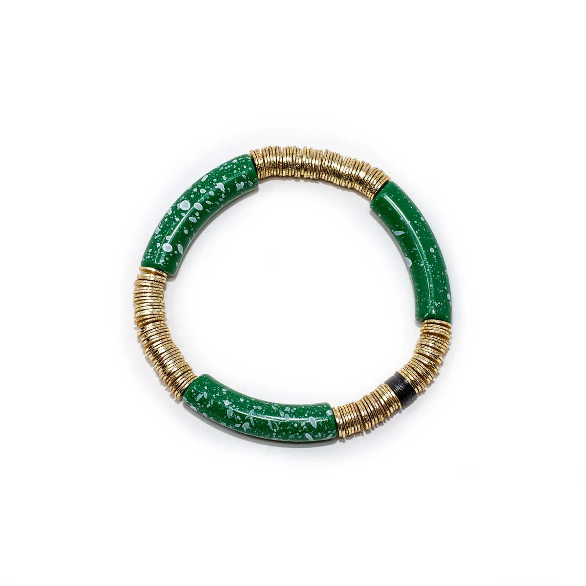 Green & White Splatter Paint Zo Bracelet 6mm | Allie + Bess