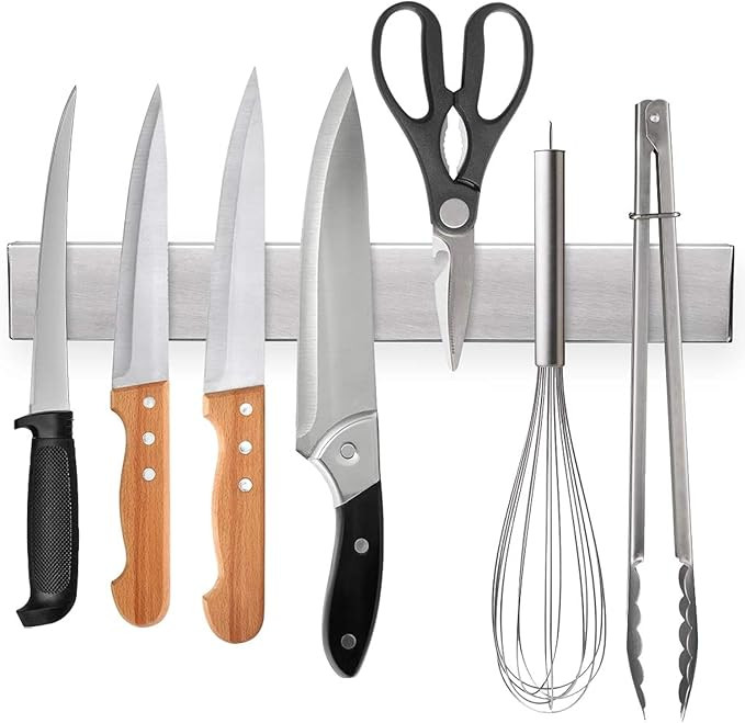 Ninonly 12 Inch Magnetic Knife Strip, Premium Stainless Steel Wall Mounted Kitchen Knives Bar,Spa... | Amazon (US)