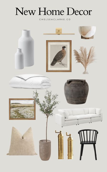 New home decor items, things I bought for my home and love. Organic modern neutral decor with vintage art. Pampas grass, olive tree, pillows, Turkish grinders for the kitchen, cloud sofa dupe, pottery, alabaster wall sconce, LED picture light, black dining chairs. Modern French cottage interior design ideas. 

#LTKxTarget #LTKhome #LTKstyletip