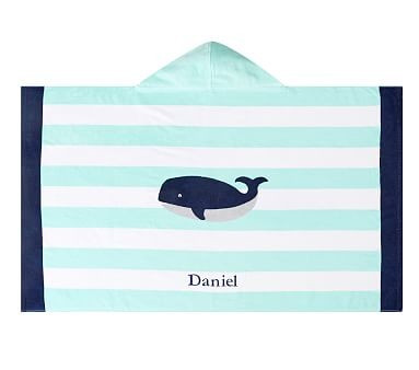 Whale Stripe Kid Beach Hooded Towel | Pottery Barn Kids