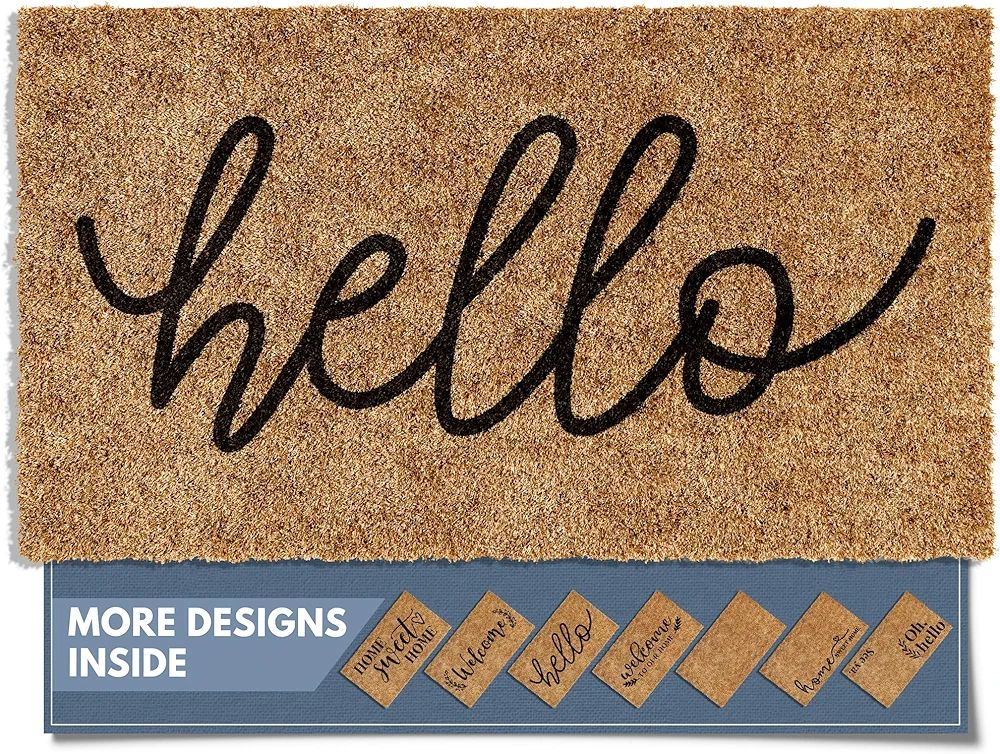 Barnyard Designs 'Hello' Doormat Welcome Mat for Outdoors, Large Front Door Entrance Mat, 30x17, ... | Amazon (US)