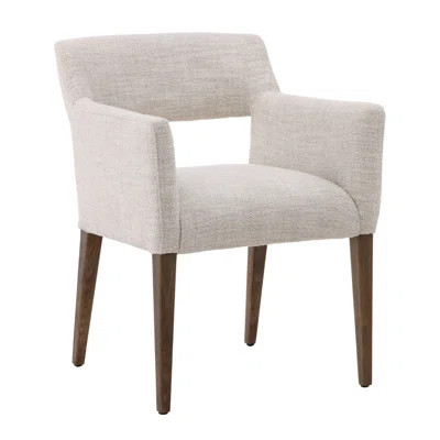 Booker Oak Wood Upholstered Dining Chair, Cream | Wayfair North America