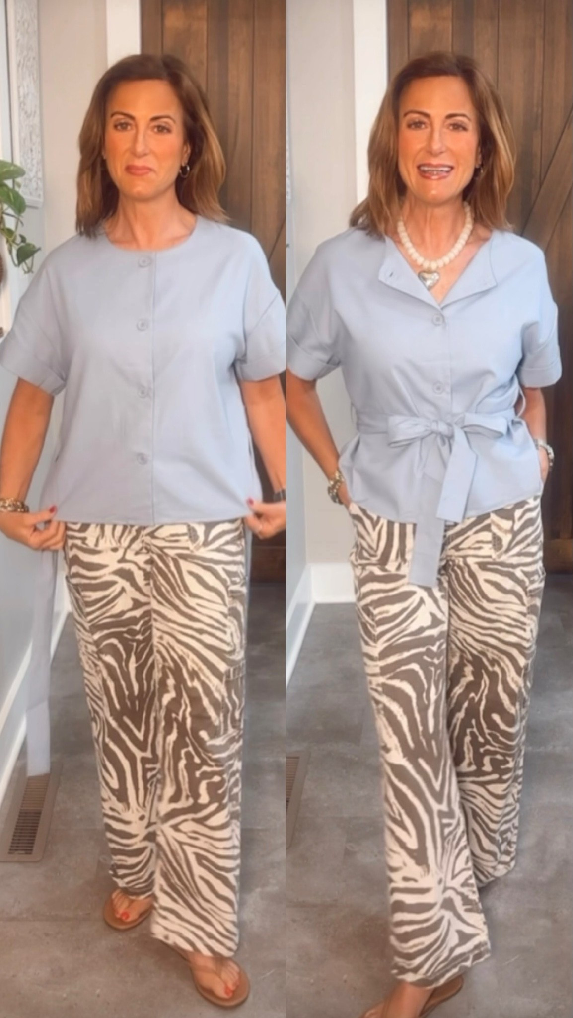If you’re petite with a short waist, the right button-down can be one of the most flattering pieces in your closet, you just have to know what to look for.

✨ Open up the neckline to create more length and draw the eye upward.
✨ Define your waist with a shape that adds structure without overwhelming your frame.
✨ Choose a shorter length that doesn’t overpower your proportions.
✨ Look for a soft, drapey fabric that skims your body instead of adding bulk.

These simple details make all the difference! Save this for your next shopping trip.

I’m wearing my true size small in the top and xs in my pants.