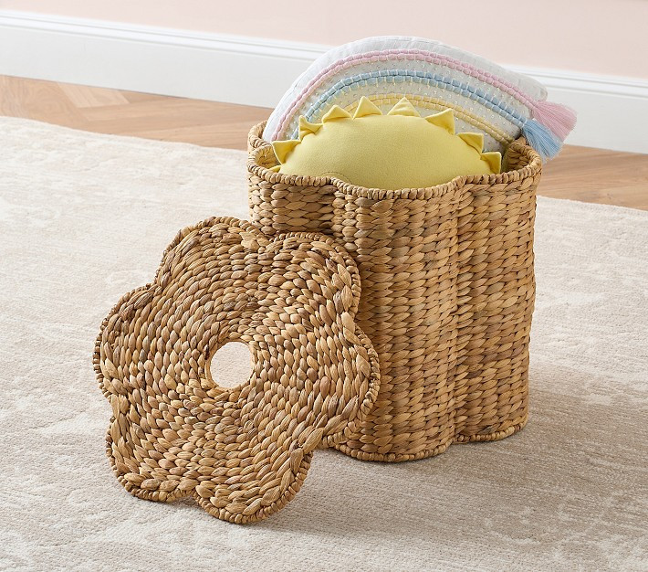 Woven Flower Shaped Lidded Storage | Pottery Barn Kids