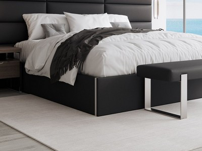 VANT Upholstered Platform Bed - Queen Size - Vintage Leather Jet Black - Easy Assembly Bed Frame - Sleek Modern Design for Any Bedroom | Target