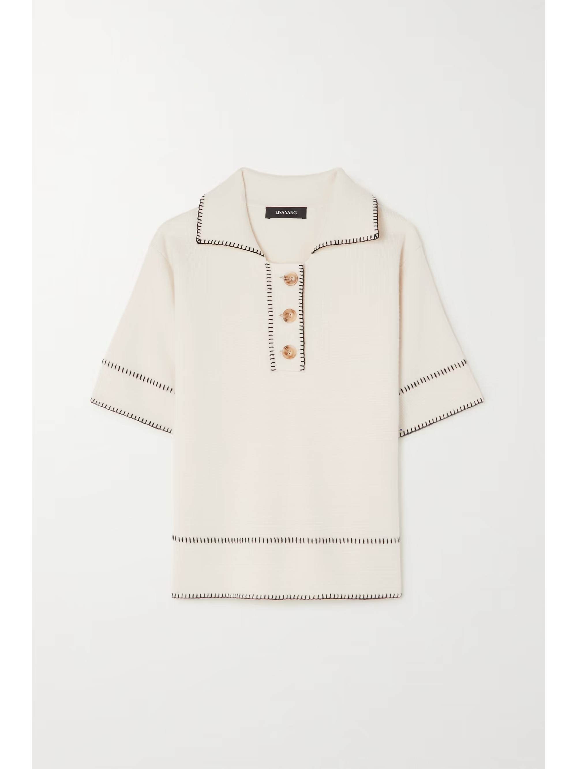 Bobby whipstitched organic cashmere polo sweater | NET-A-PORTER (US)