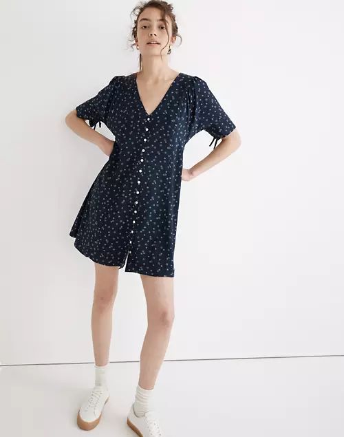 Silk Button-Front Mini Dress in Bandana Flower | Madewell