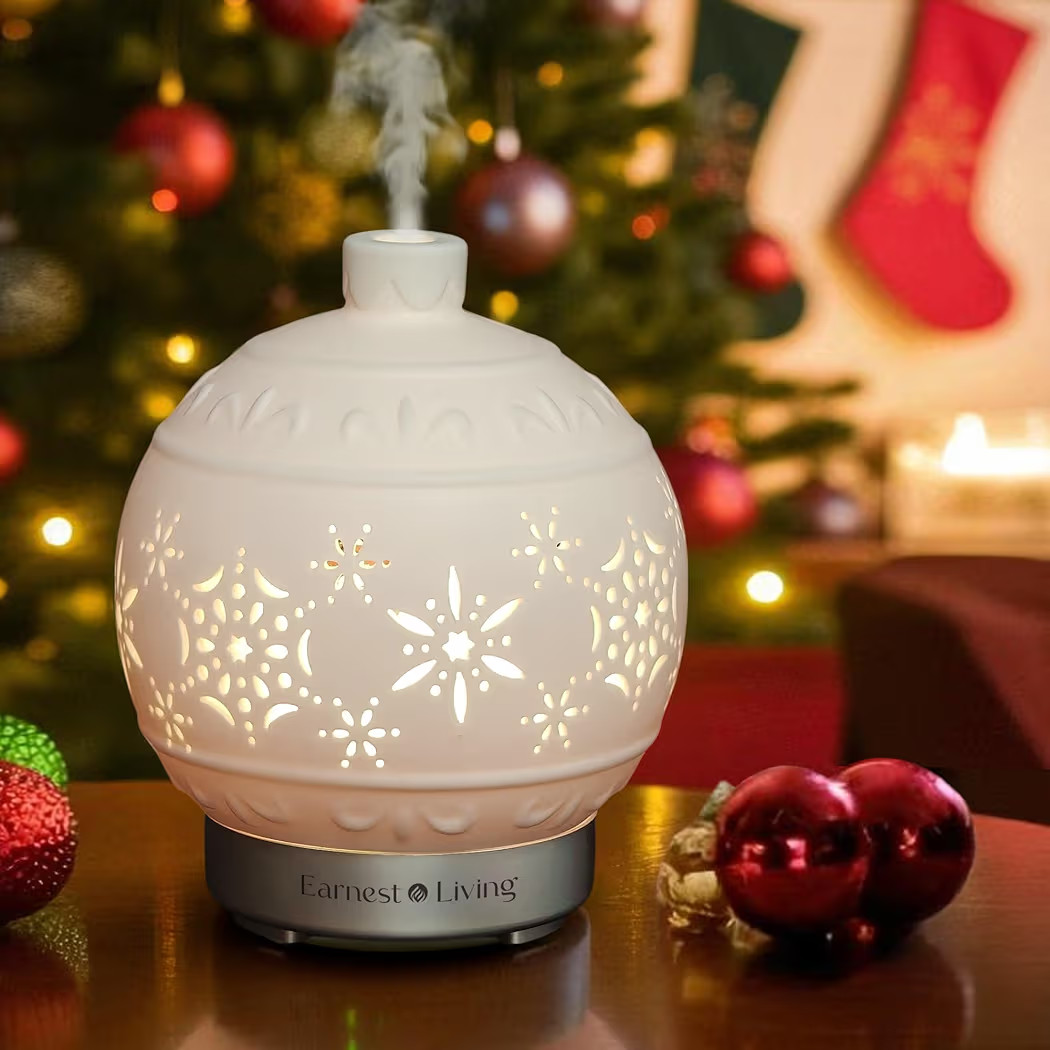 Earnest Living Christmas Ball Essential Oil Diffuser White Ceramic 100 ml Diffuser Home Décor, 7... | Amazon (US)