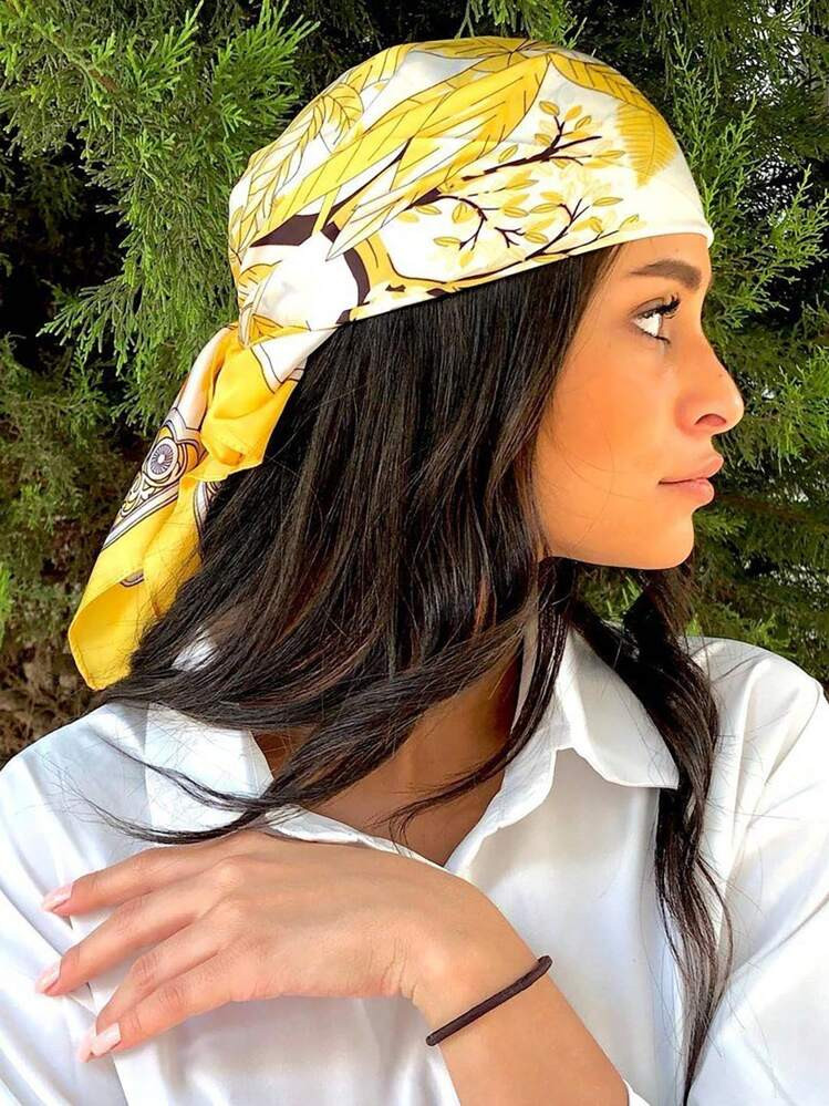 1pc Women Ditsy Floral 27.6in Square Scarf Casual Bandana Headwear Neck Decoration Silk Scarves | SHEIN