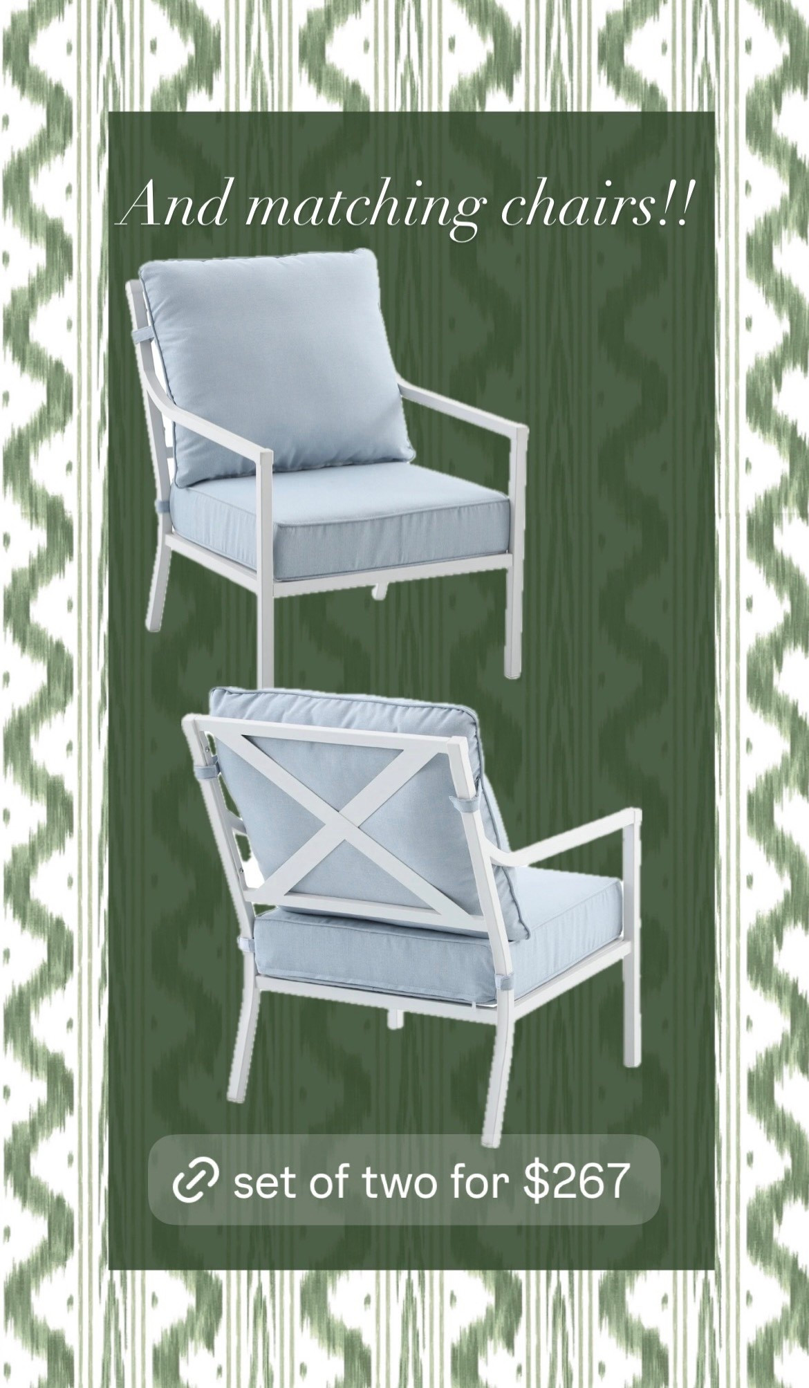 Precious outdoor chairs! Blue & white🤍

#LTKSeasonal #LTKSaleAlert #LTKHome