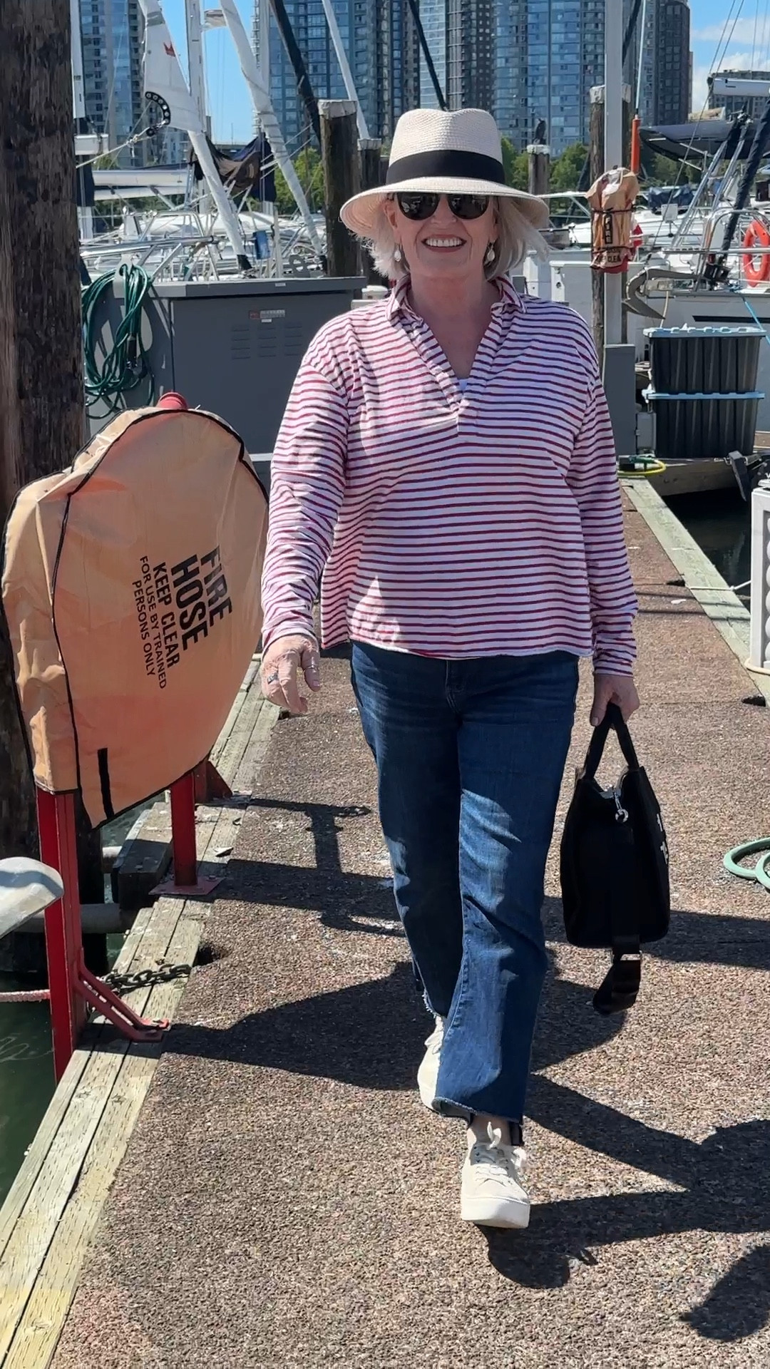 Coastal vibes in red, white, and blue with my favorite Paul Green sneakers  
Frank & Eileen Henley size m
Frame jeans size 29


#LTKSeasonal #LTKFitness #LTKOver40