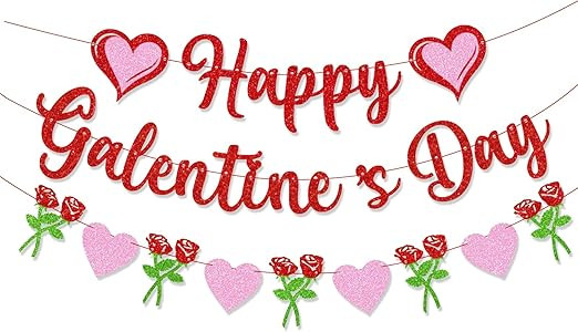 Pre-assembly Happy Galentine'S Day Galentine Banner Birthday Decorations Valentines Day Party Dec... | Amazon (US)