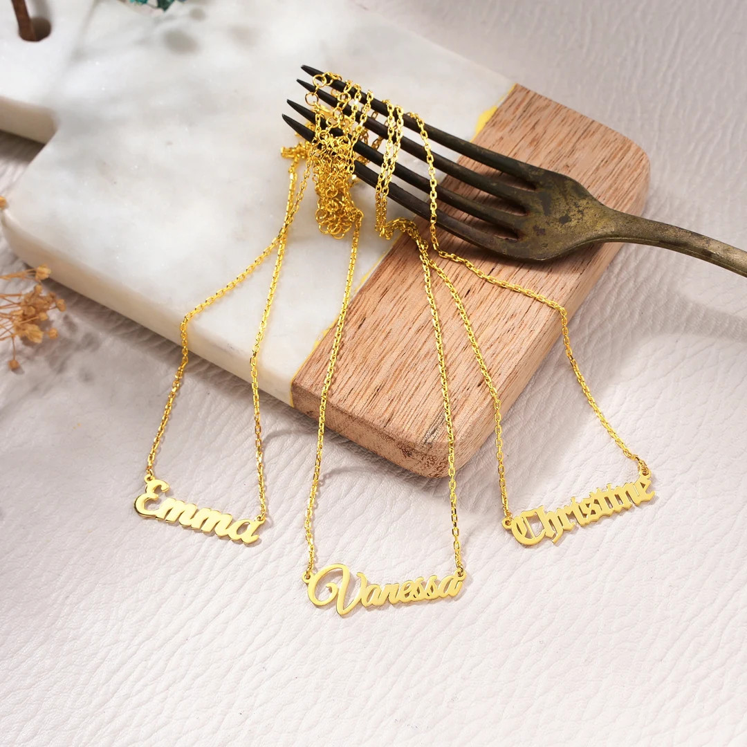 Personalized Name Necklace 14K Solid Gold Name Necklace - Etsy | Etsy (US)