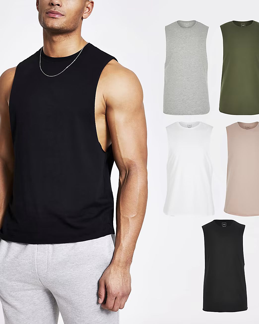 River Island Mens Black regular fit tank top 5 pack | River Island (US)