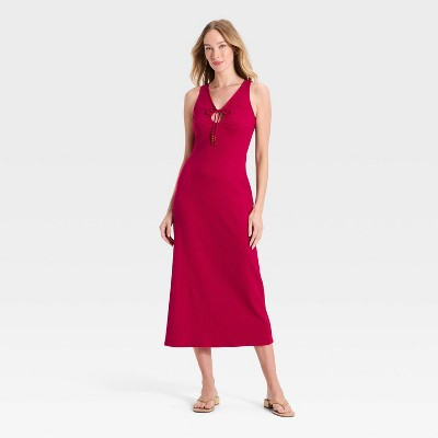 Women's Keyhole Beaded Knit Maxi Dress - A New Day™ Pink S | Target