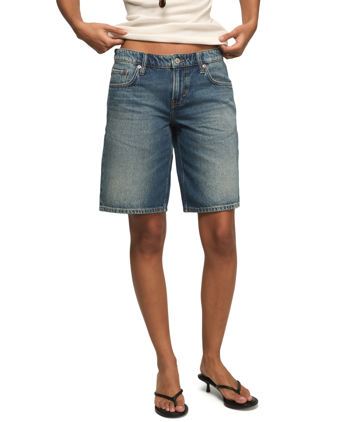 Lucky Brand Women's Relaxed Fit Low-Rise Bermuda Shorts - Blue Eyes Wash | Macy's