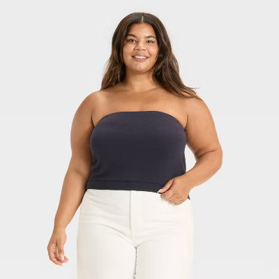 Women's Leisure Studio French Terry Tube Top - Universal Thread™ Navy Blue XXL | Target