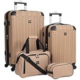 Travelers Club Midtown Hardside 4-Piece Luggage Travel Set, Tan | Amazon (US)