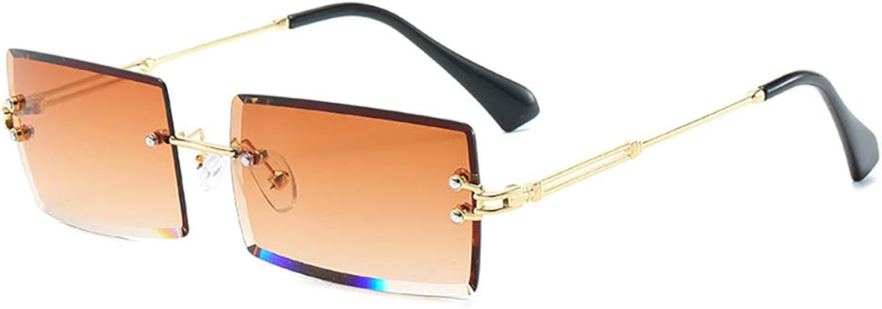 Amazon.com: Dollger Rimless Rectangle Sunglasses for Women Fashion Frameless Square Glasses for M... | Amazon (US)