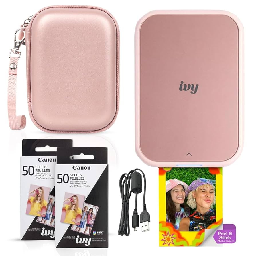 Canon Ivy 2 Mini Photo Printer (Blush Pink) - Bluetooth, Print from iOS & Android Devices, Bundle... | Amazon (US)