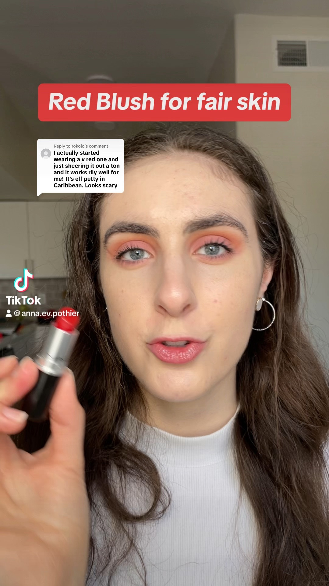 Red lipstick as cream blush for fair skin! It turns into the perfect light pink it you use just a little bit! I used Mac Russian red matte lipstick 

#LTKbeauty