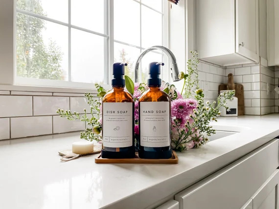 GLASS SOAP DISPENSER With Label & Silicone Sleeve Soap | Etsy | Etsy (US)