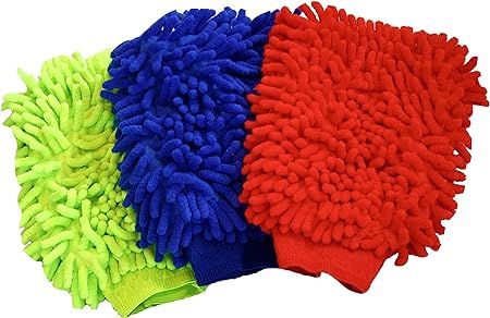 Microfiber House Cleaning and Car Wash Mitts - Double Sided Chenille Microfiber Glove - FITS Adul... | Amazon (US)