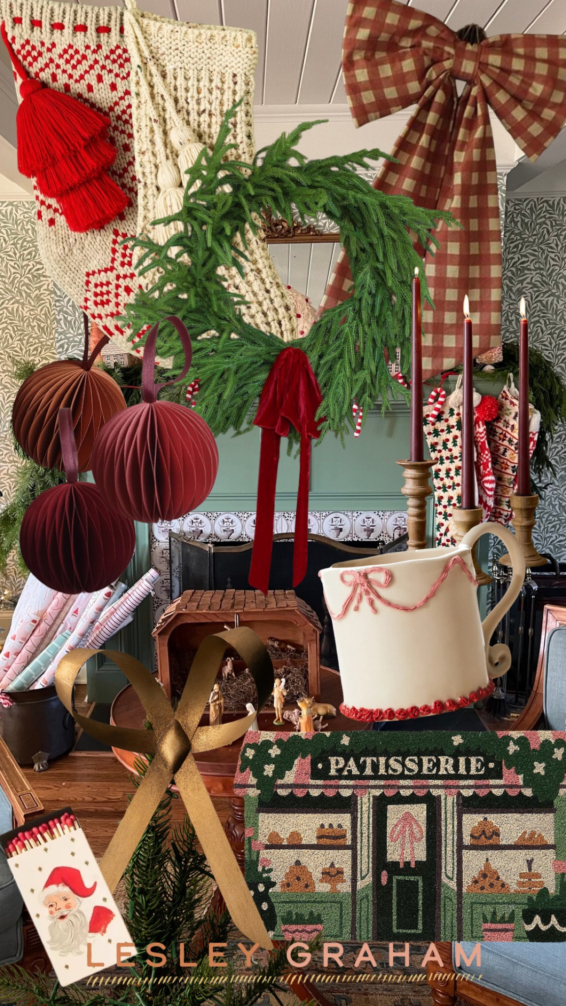 Christmas decor wrapping ornaments large bows wreath coffee cup door mat garland

#LTKHome #LTKHoliday #LTKSeasonal