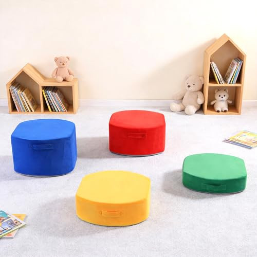 BALAPET 4-Piece Flexible Seating Classroom for Kids, High-Density Foam Library Furniture Modular Stool Cushions with Handles, Flexible Seating Option for Classroom, Home, Kindergarten or Nursery | Amazon (US)