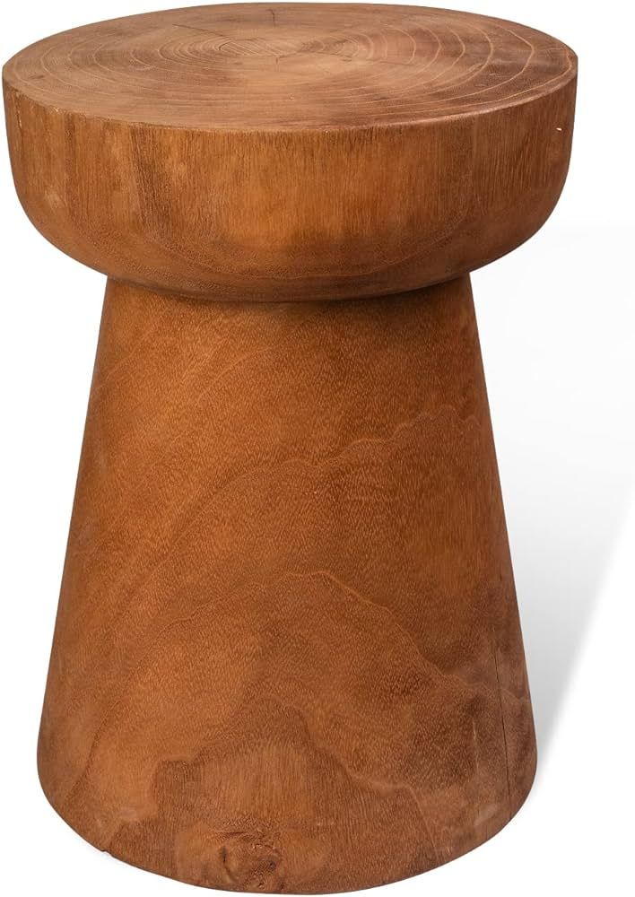 Uziass Wood Tree Stump Stool, 15" Wood Tree Stump Side Table Wooden Stump End Table Round Tree St... | Amazon (US)
