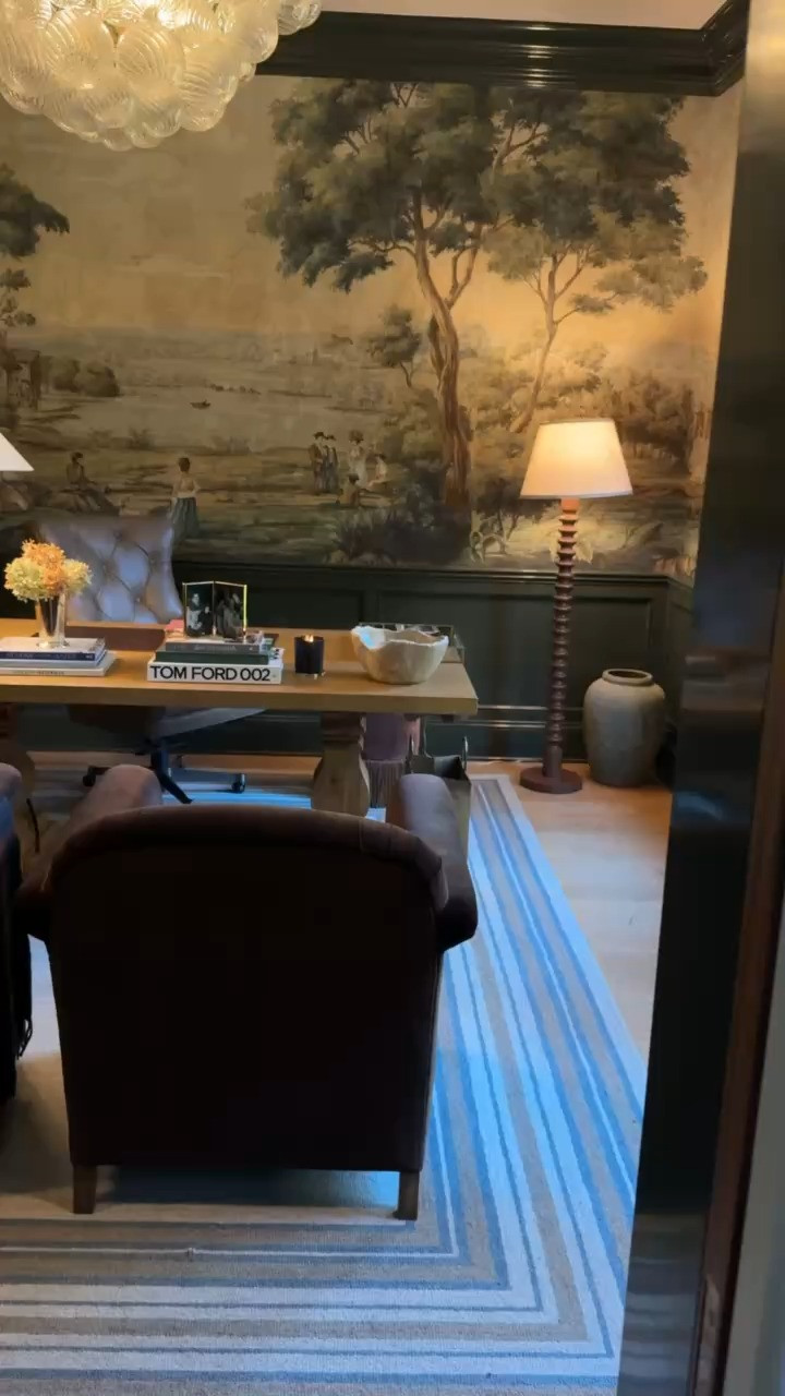 Pt. 1 - We're turning our study into a dining room for Thanksgiving! I used a lot of what I had plus this beautiful new tablecloth 😍 Final look to come! Linked everything for you here 🤎 

 #LTKHoliday #LTKHome #LTKParties