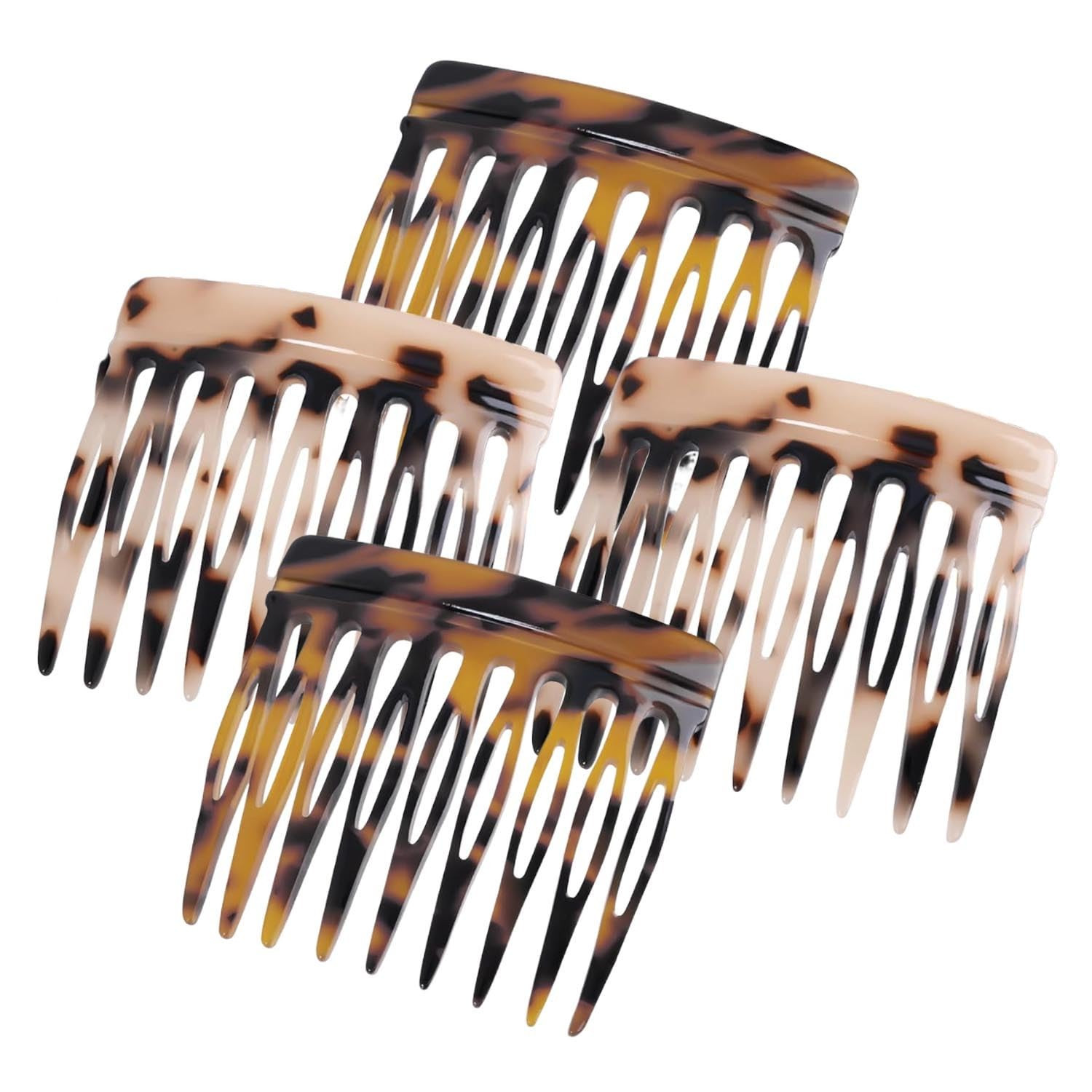 French Hair Side Comb - Small French Twist Hair Combs Decorative, Strong Hold Hair Clips for Women Girls Bun, 4 Pcs (Tortoise Shell, Leopard) | Amazon (US)