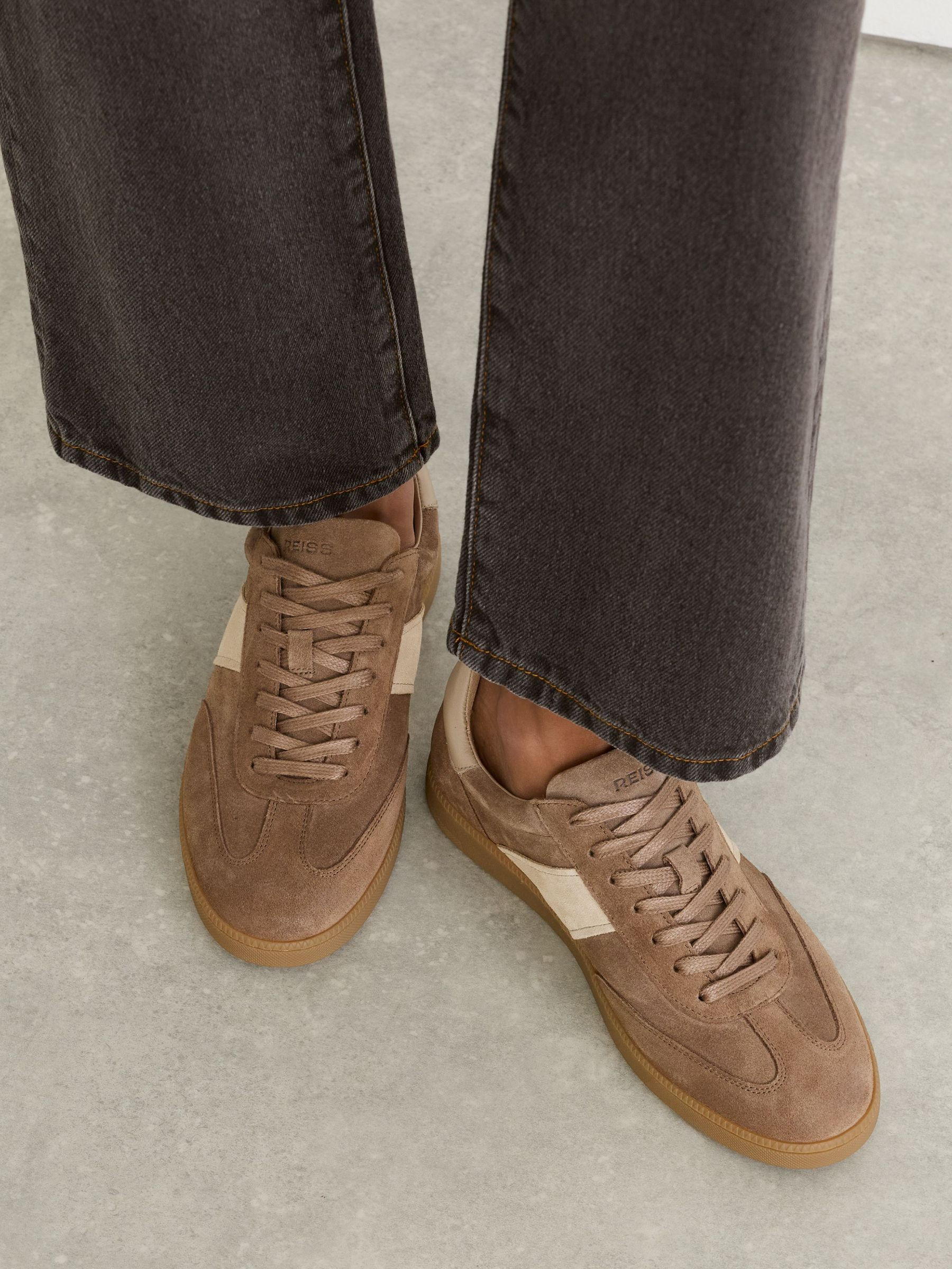 Suede and Leather Colour-Block Runner Trainers | Reiss UK