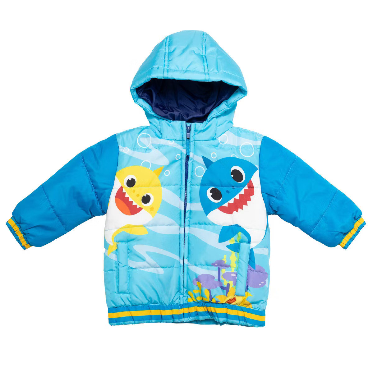 Pinkfong Baby Shark Daddy Shark Toddler Boys Zip Up Winter Coat Puffer Jacket Blue 2T | Target