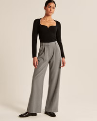 Tailored Brushed Suiting Wide Leg Pant | Abercrombie & Fitch (US)