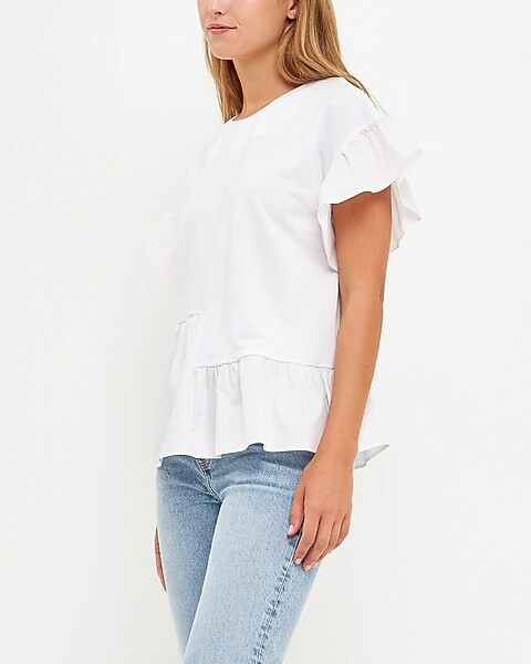 English Factory Drop Shoulder Mixed Media Top | Express
