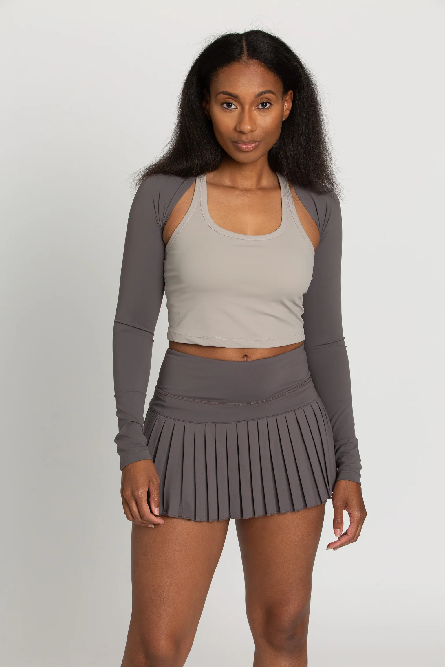 Charcoal Grey Spandex Shrug | Gold Hinge