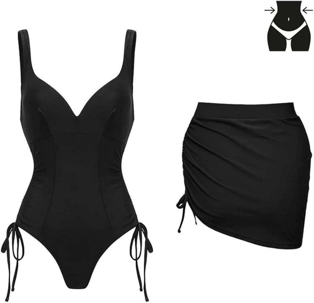 FLAXMAKER Women's One Piece Swimsuit Slimming Tummy Control Bathing Suit Block Adjustable Lace Up... | Amazon (US)