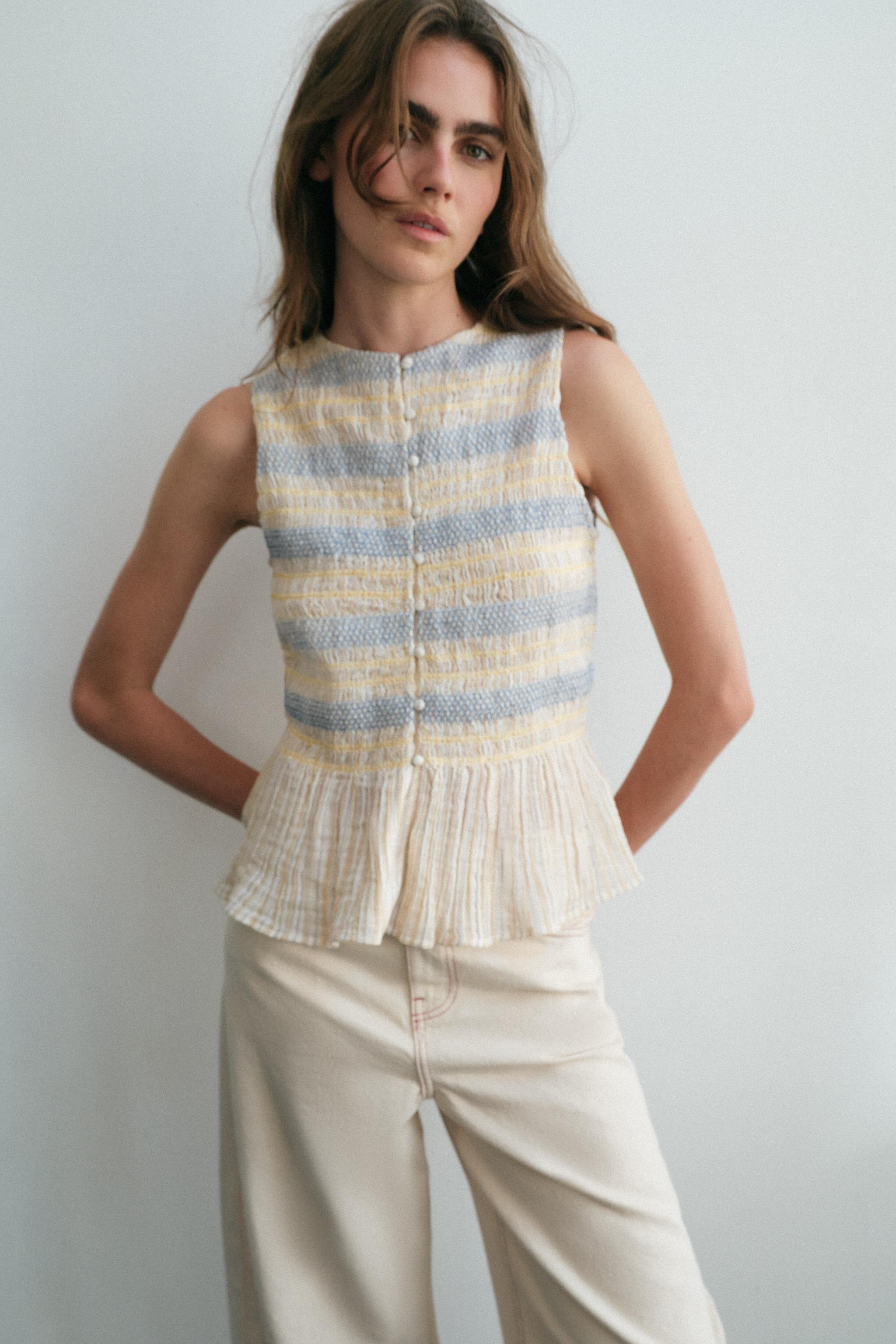 SMOCKED EMBROIDERED TOP | Zara US