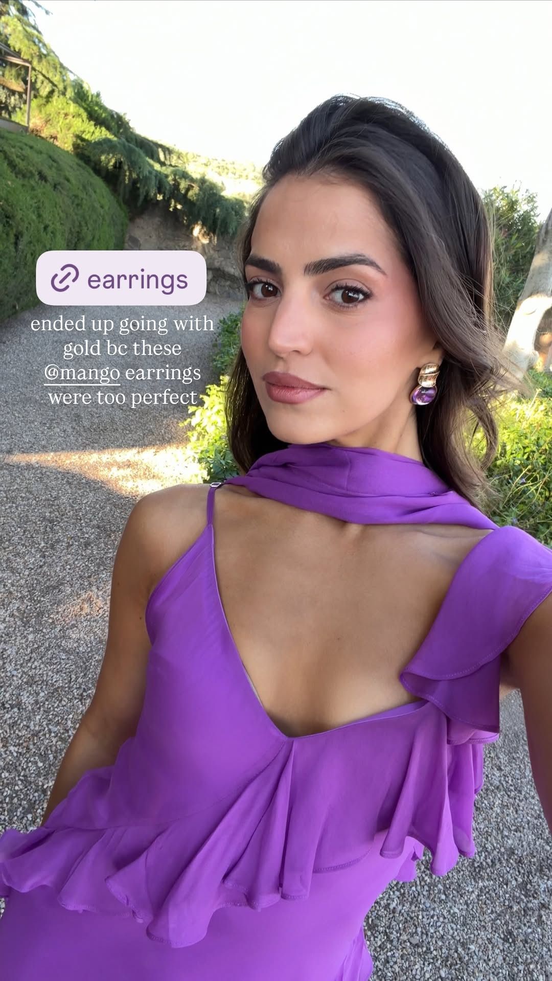 These earrings from Mango were the star of the show! ✨💜 Perfect statement earring for $30.

Summer wedding guest dresses
Summer wedding
Summer dresses
Vacation outfit inspo
Summer outfits 

 #LTKgrwm #LTKootd #LTKWedding