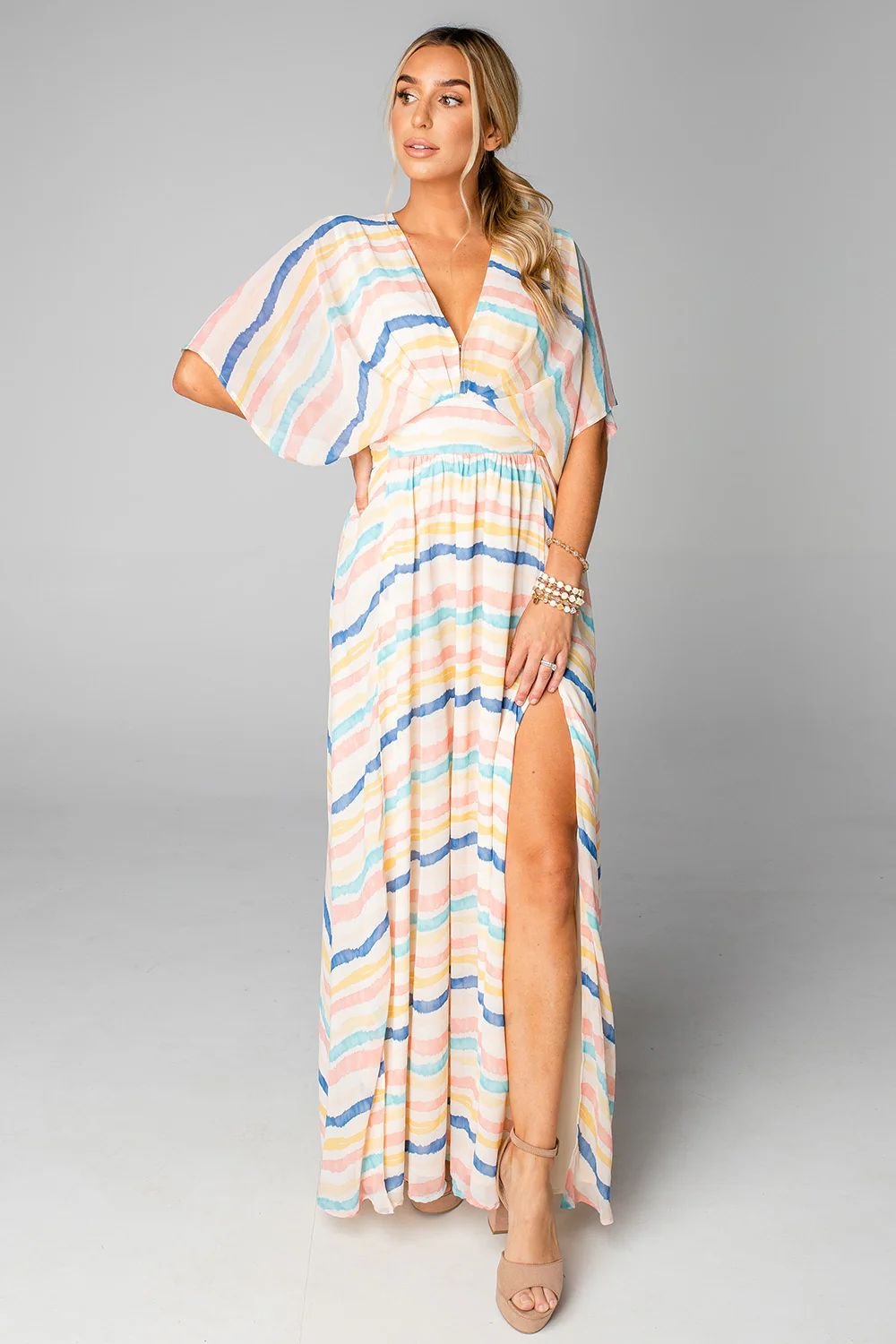 Evelyn Short Sleeve Maxi Dress - Mediterranean | BuddyLove