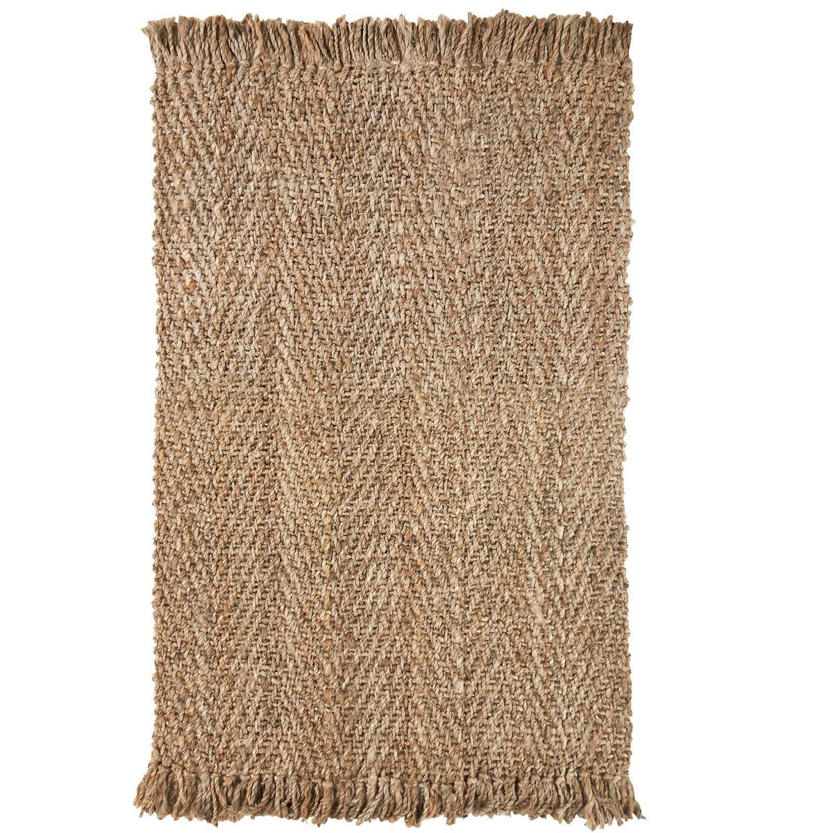 Natural Jute Braided Fringe Indoor Area Rug, 3' x 5', Natural - Blue Nile Mills | Target