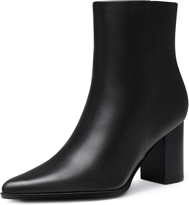 Women Heel Ankle Boots: 3.2 In Chunky Heels, Fashion Pointed Toe Short Boots, Fall Winter Booties... | Amazon (US)
