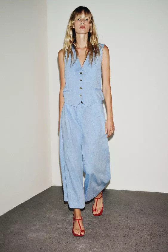 LINEN VEST JUMPSUIT | Zara US