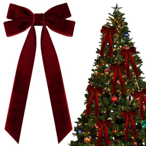 10 PCS Velvet Christmas Tree Bows with Hair Clip, 2025 New Velvet Christmas Tree Bow for Gift, Vintage velvets Ribbon Bow for Decor, Velvets Hair Bows with Alligator Clips for Women (Burgundy) | Amazon (US)