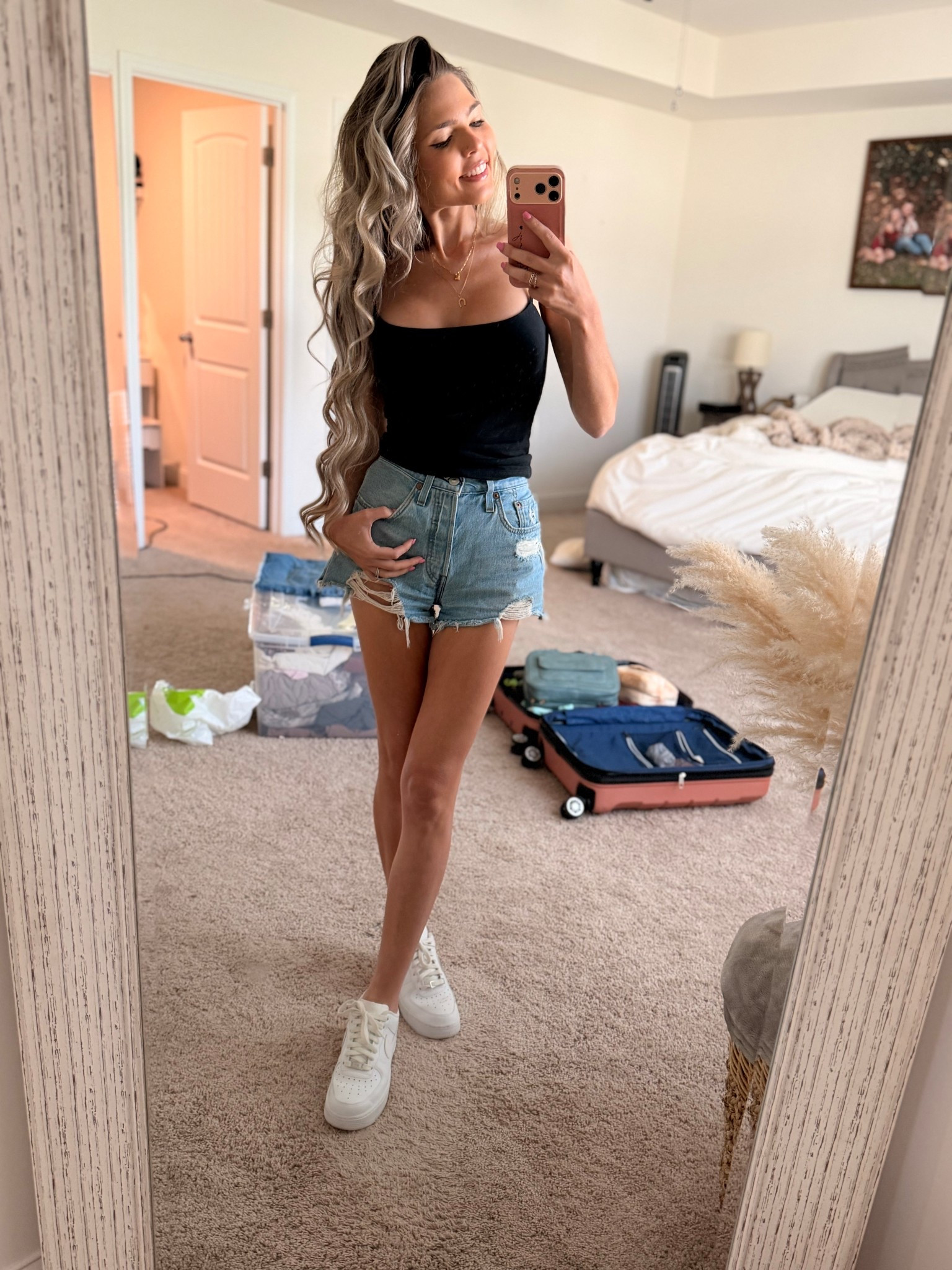 90s inspired outfit of the day 🤍 Abercrombie braless cami + Levi’s high rise shorts + white Air Force 1s = my go-to “day on the town” look lately. effortless, comfy, and a little nostalgic in the best way.

#LTKmomlife #LTKootd #LTKdayinmylife