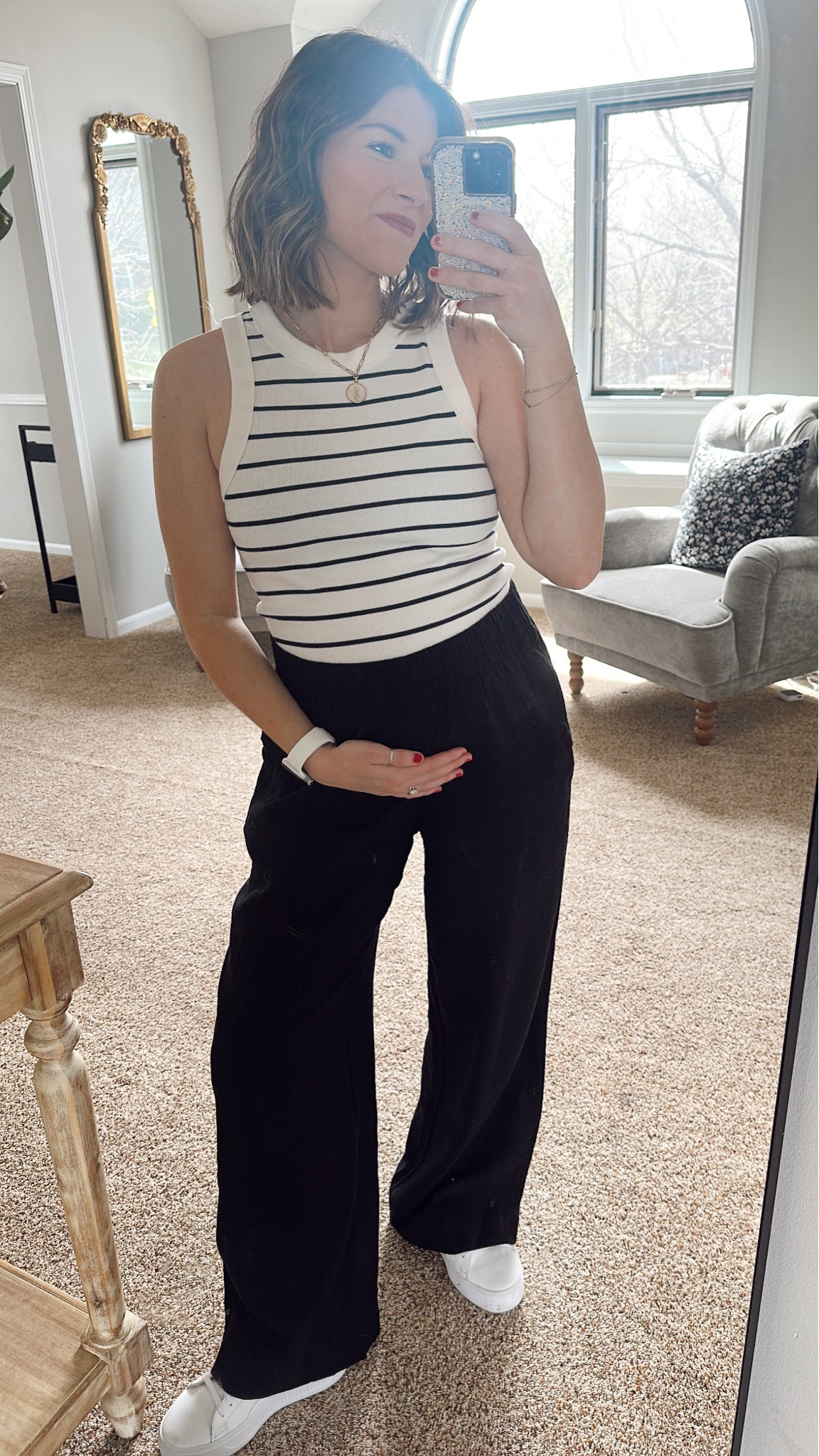 Working on my capsule closet for Spring! These linen pants are IT. 
Wearing M in both to accommodate the growing bump! 

#LTKbump #LTKsalealert #LTKstyletip