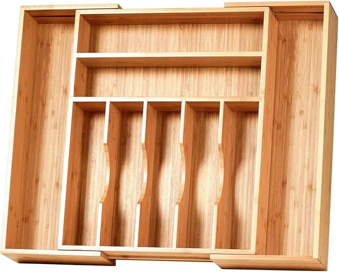Umilife Large Expandable Kitchen Siverware Utensils Drawer Organizer, 2.5" Extra High Adjustable ... | Amazon (US)