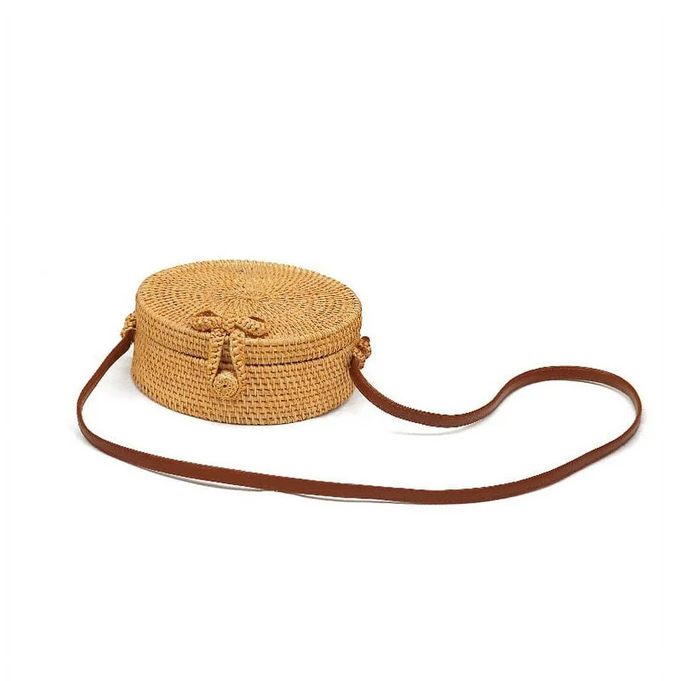 Rattan Straw Bag Handmade Wicker Woven Purse Handbag Circle Boho Crossbody Bag for Women - Walmar... | Walmart (US)